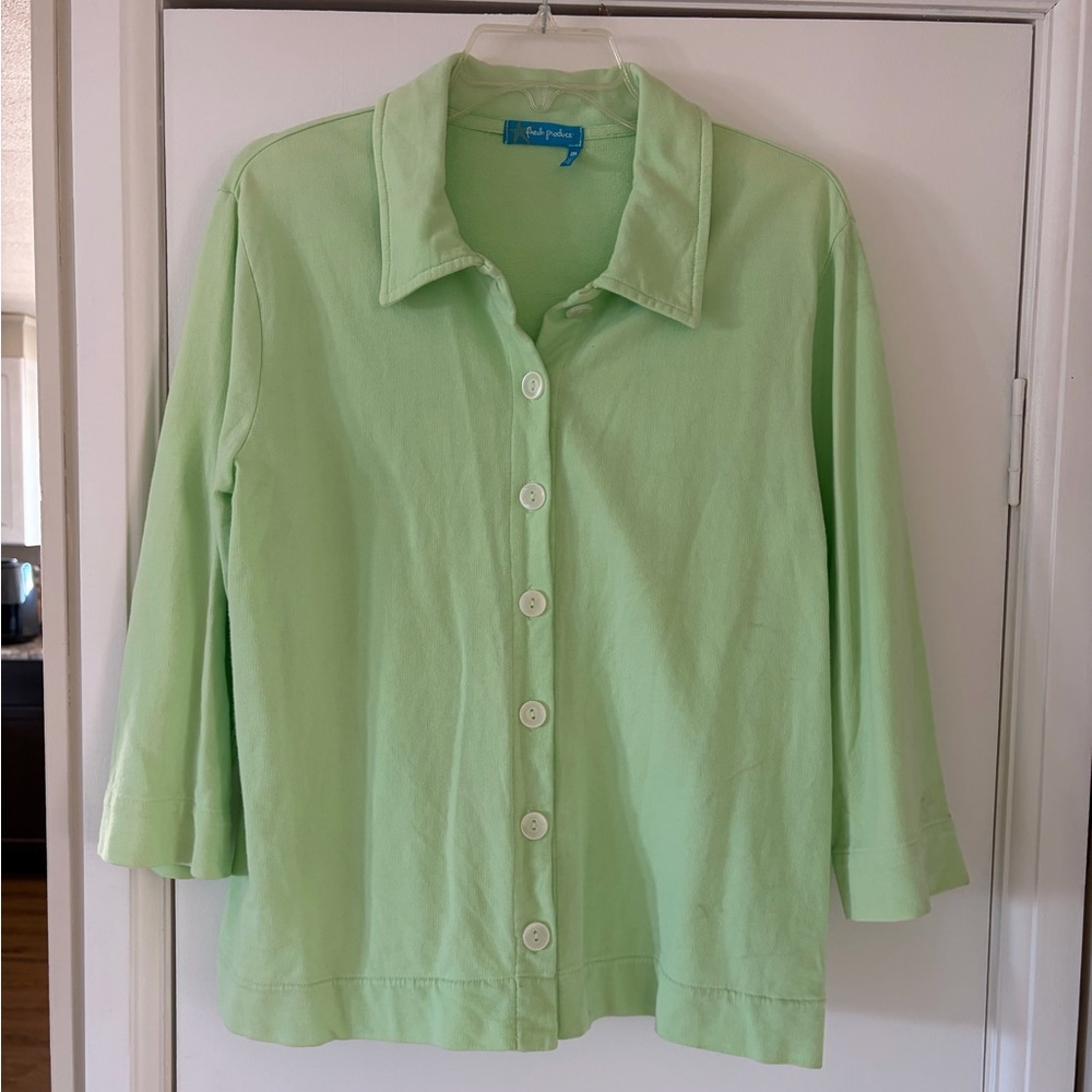 Fresh Produce Collared Button Cardigan Light Green Size Medium (8-10)